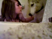 Teen kissing mouth to mouth with dog in pet porn